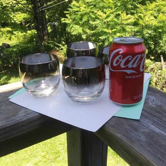 Mid century modern silver fade rolly polly glasses Set of four glasses SET B - Picture 6 of 15